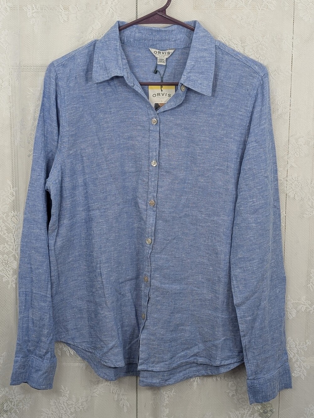 Orvis: NWT Women's Linen Button-Down Shirt - Blue - Size S